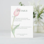 Carte D'accompagnement Détails du Mariage Pink Tulip Solo (Debout devant)