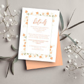 Carte D'accompagnement Détails du mariage QR Code RSVP Peach Floral