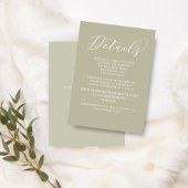 Carte D'accompagnement Détails du mariage QR Code RSVP Sage Green