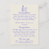 Carte D'accompagnement Détails du Mariage rétro bleu dessiné à la main (Devant)