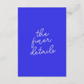 Carte D'accompagnement Détails du Mariage rétro bleu dessiné à la main (Dos)