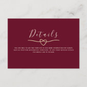 Carte D'accompagnement Détails du Mariage romantique Bourgogne (Devant)