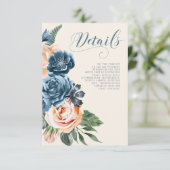 Carte D'accompagnement Détails du Mariage rose Blue/Peach ID584 (Debout devant)