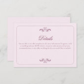 Carte D'accompagnement Détails du Mariage rose classique (Devant / Derrière)