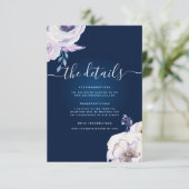 Carte D'accompagnement Détails du Mariage Rose de Navy et Lilac (Debout devant)