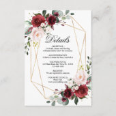 Carte D'accompagnement Détails du Mariage rose et bordeaux Boîtier (Devant)