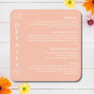 Carte D'accompagnement Détails du mariage rose pâle courbé en gras