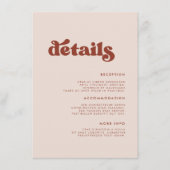 Carte D'accompagnement Détails du mariage rose pêche retro élégant (Devant)