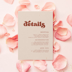 Carte D'accompagnement Détails du mariage rose pêche retro élégant
