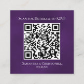 Carte D'accompagnement Détails du Mariage Rose Royal violet et code QR RS (Dos)