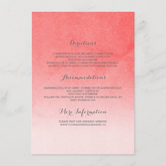 Carte D'accompagnement Détails du mariage rose vif (Devant)