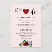 Carte D'accompagnement Détails du Mariage Roses rouges et roses (Devant)