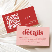 Carte D'accompagnement Détails du Mariage rouge et rose