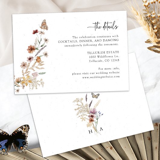 Carte D'accompagnement Détails du Mariage Rustic Boho
