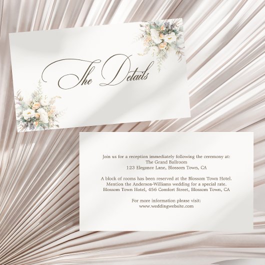 Carte D'accompagnement Détails du Mariage Rustic White Blooms