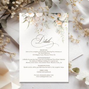 Carte D'accompagnement Détails du Mariage Rustic White Blooms