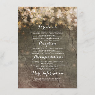 Carte D'accompagnement Détails du Mariage rustique Gold String