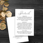 Carte D'accompagnement Détails du mariage Script de calligraphie blanc