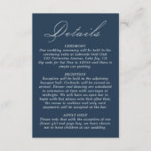 Carte D'accompagnement Détails du mariage Script de calligraphie bleu mar (Devant)