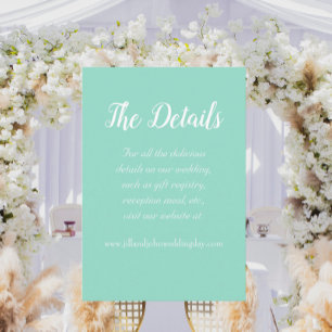 Carte D'accompagnement Détails du Mariage Seafoam Style simple