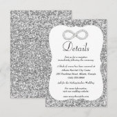 Carte D'accompagnement Détails du Mariage Silver Parties scintillant Diam (Devant / Derrière)