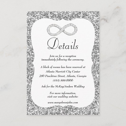 Carte D'accompagnement Détails du Mariage Silver Parties scintillant Diam (Devant)