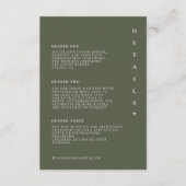 Carte D'accompagnement Détails du Mariage simple et chic Moss Green ID104 (Devant)