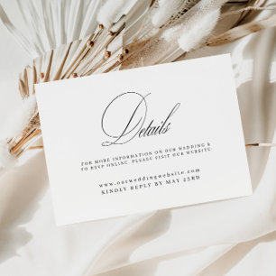 Carte D'accompagnement Détails du mariage Site Web Élégante calligraphie