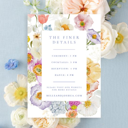 Carte D'accompagnement Détails du Mariage Soft Garden Florals