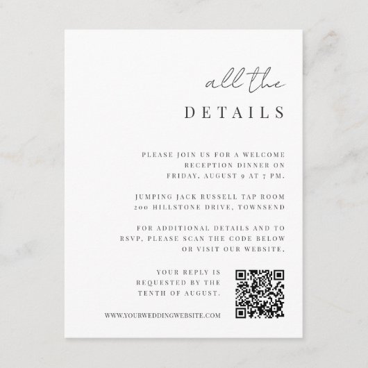 Carte D'accompagnement Détails du Mariage tout-en-un à script minimal mod (Devant)