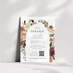 Carte D'accompagnement Détails du Mariage tout-en-un de Rustic Bloom<br><div class="desc">Carte tout-usage pour vos invitations de mariage, cette petite carte de détails fournit trois champs de texte personnalisés pour vos détails de mariage, le site Web, et un code QR pour les RSVP ou des informations supplémentaires. Conçu pour correspondre à nos invitations de mariage de la Bloom Rustique, avec une...</div>