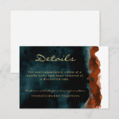 Carte D'accompagnement Détails du Mariage turquoise et orange (Devant / Derrière)