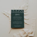 Carte D'accompagnement Détails du Mariage vert Rustic String Lights<br><div class="desc">Cette cordes rustique lumières vert détails mariage carte boîtier est parfait pour un mariage classique. Le design comprend de belles lampes à cordes peintes à la main dans un arrière - plan vert.</div>