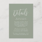 Carte D'accompagnement Détails du Mariage vert Sage de script simple (Devant)