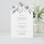 Carte D'accompagnement Détails du Mariage violet et bleu - Informations (Debout devant)