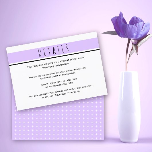 Carte D'accompagnement Détails du mariage violet lavande moderne