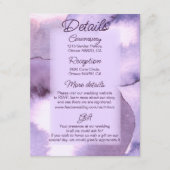 Carte D'accompagnement Détails du mariage violet lavande violet (Devant)