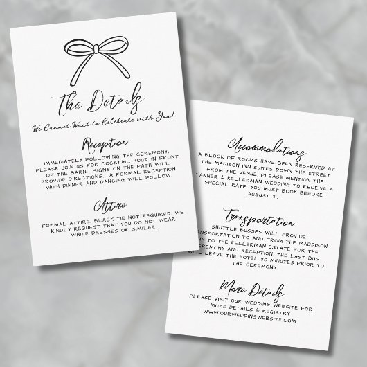 Carte D'accompagnement Détails du Mariage Whimsical Dessin À La Main