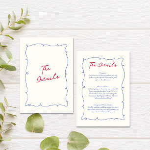 Carte D'accompagnement Détails du Mariage Whimsical Wavy Border & Script