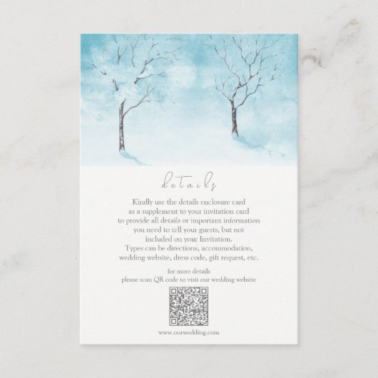 Carte D'accompagnement Détails du Mariage Winter Fresness (Devant)