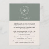 Carte D'accompagnement Détails du monogramme simple et élégant Deep Sage (Devant)