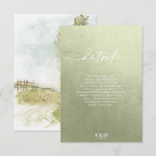 Carte D'accompagnement Détails du paysage aquarelle Sage Green ID786