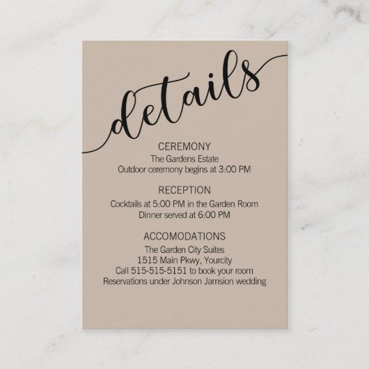 Carte D'accompagnement Détails du script Latte Mocha Black Love (Devant)