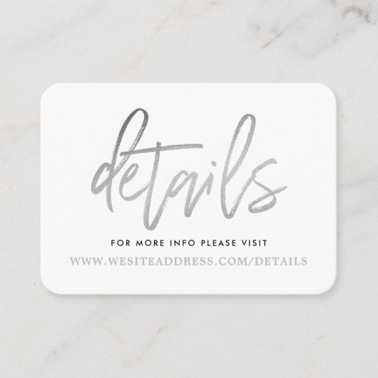 Carte D'accompagnement Détails du script moderne Silver Foil (Devant)