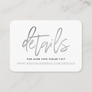 Carte D'accompagnement Détails du script moderne Silver Foil