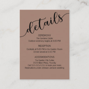Carte D'accompagnement Détails du Script Rich Mocha Black Love