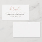 Carte D'accompagnement Détails du script rose simple. Site mariage modern (Devant / Derrière)
