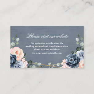Carte D'accompagnement Détails du site Web de mariage Dusty Blue Peach Bl