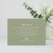 Carte D'accompagnement Détails du site Web de mariage vert mousse formel (Debout devant)