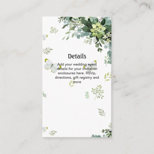 Carte D'accompagnement Détails du site Web du Mariage de verdure QRCode R (Devant)